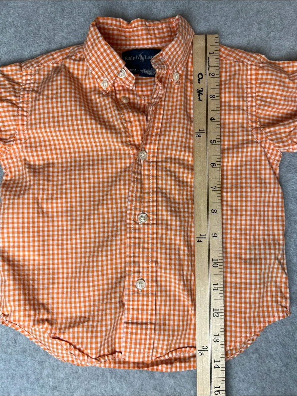 Ralph Lauren Orange Gingham Button-Down Shirt Boys 18M
